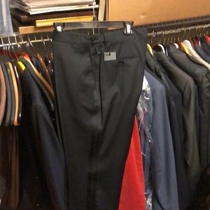 Men’s tuxedo style flat front virginwool trousers